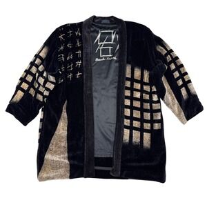 Vintage Maude Andrade Sweater Jacket Art to Wear Asian Oriental Japanese Kanji